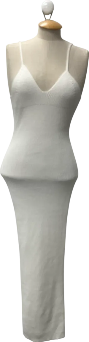 Re_ Style White Knitted Strappy V Neck Midaxi Dress UK 8