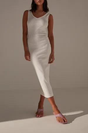 Re_styld white rib strappy midaxi dress