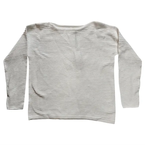 Revolve One Grey Day Open-Knit Sweater White Cotton Size XS Lightweight