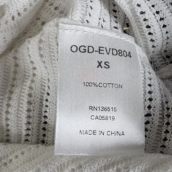 Revolve One Grey Day Open-Knit Sweater White Cotton Size XS Lightweight
