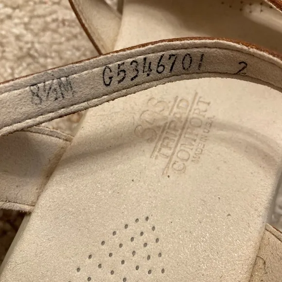 SAS Huarache Quarter Strap Sandal, Brown Leather, Embroidered, Women’s, 8.5