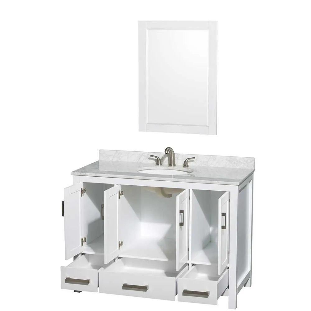Sheffield 48 Inch Single Bathroom Vanity in White