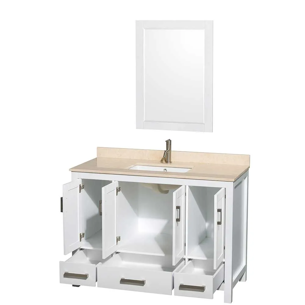 Sheffield 48 Inch Single Bathroom Vanity in White