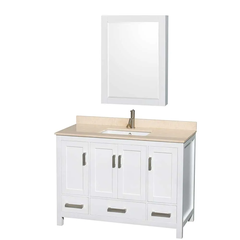 Sheffield 48 Inch Single Bathroom Vanity in White