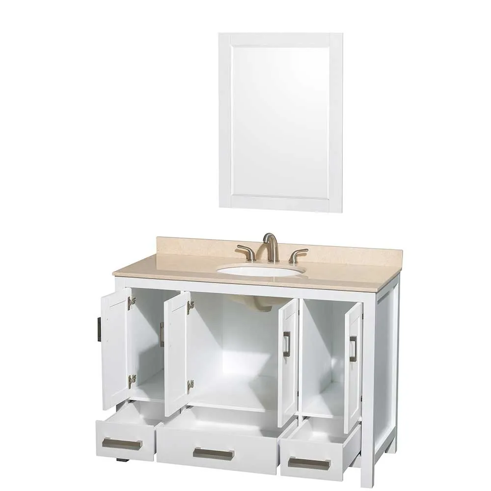 Sheffield 48 Inch Single Bathroom Vanity in White