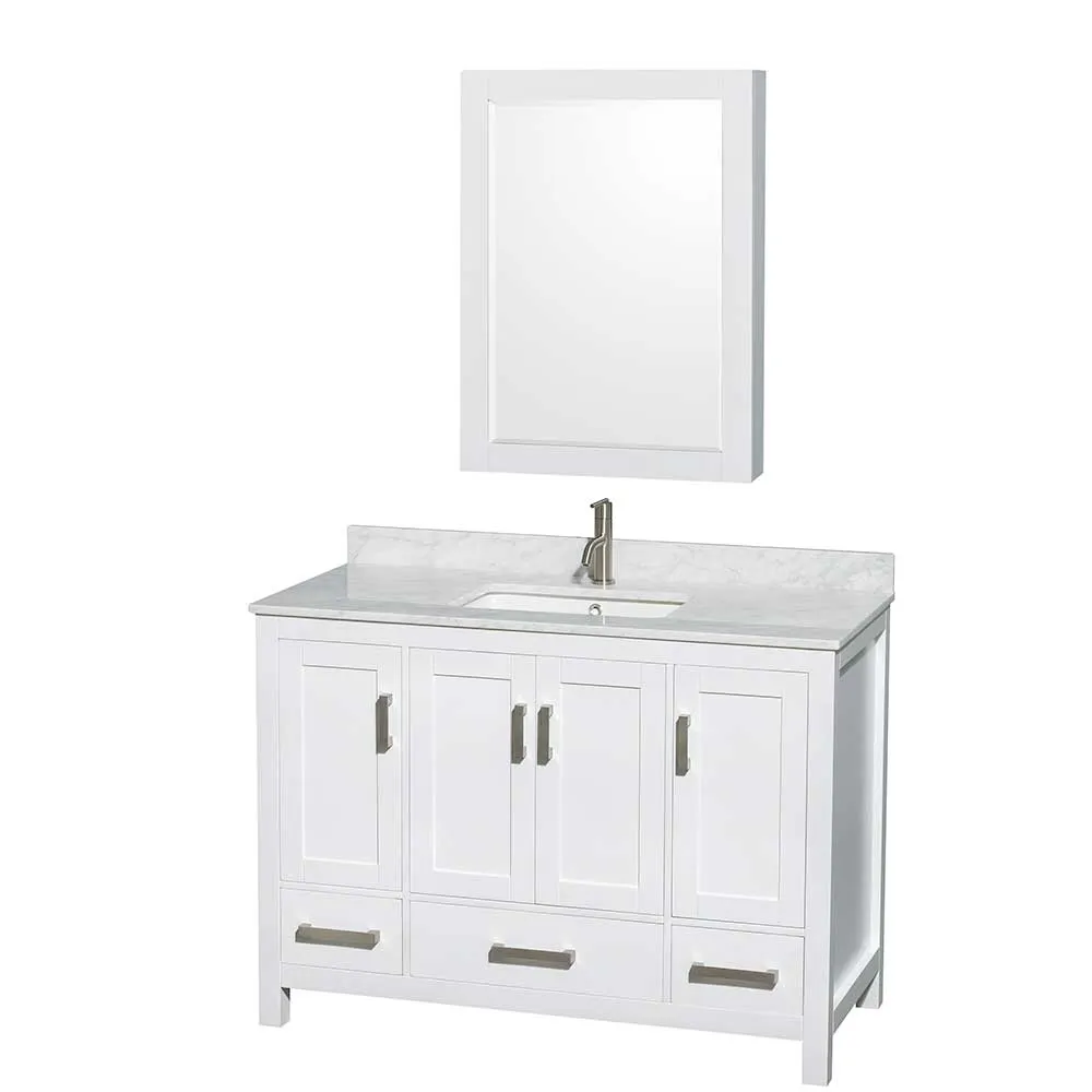 Sheffield 48 Inch Single Bathroom Vanity in White
