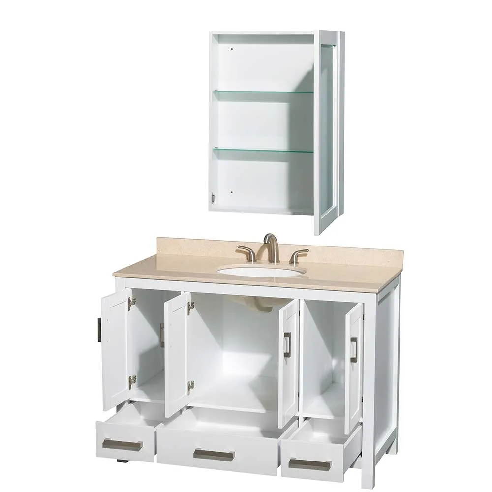 Sheffield 48 Inch Single Bathroom Vanity in White