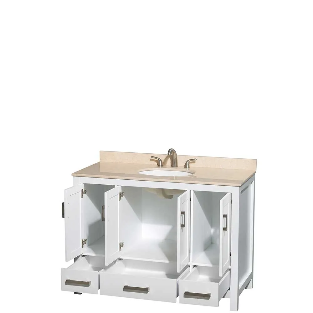 Sheffield 48 Inch Single Bathroom Vanity in White