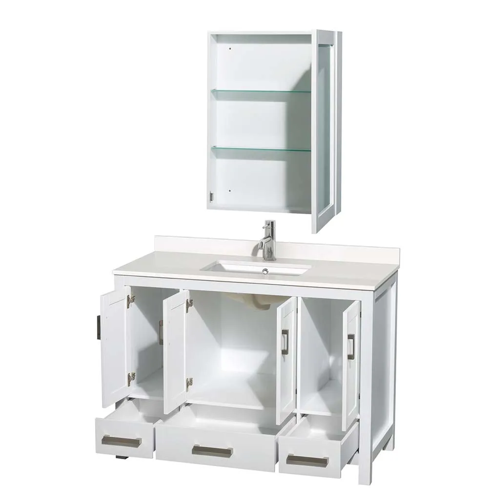 Sheffield 48 Inch Single Bathroom Vanity in White