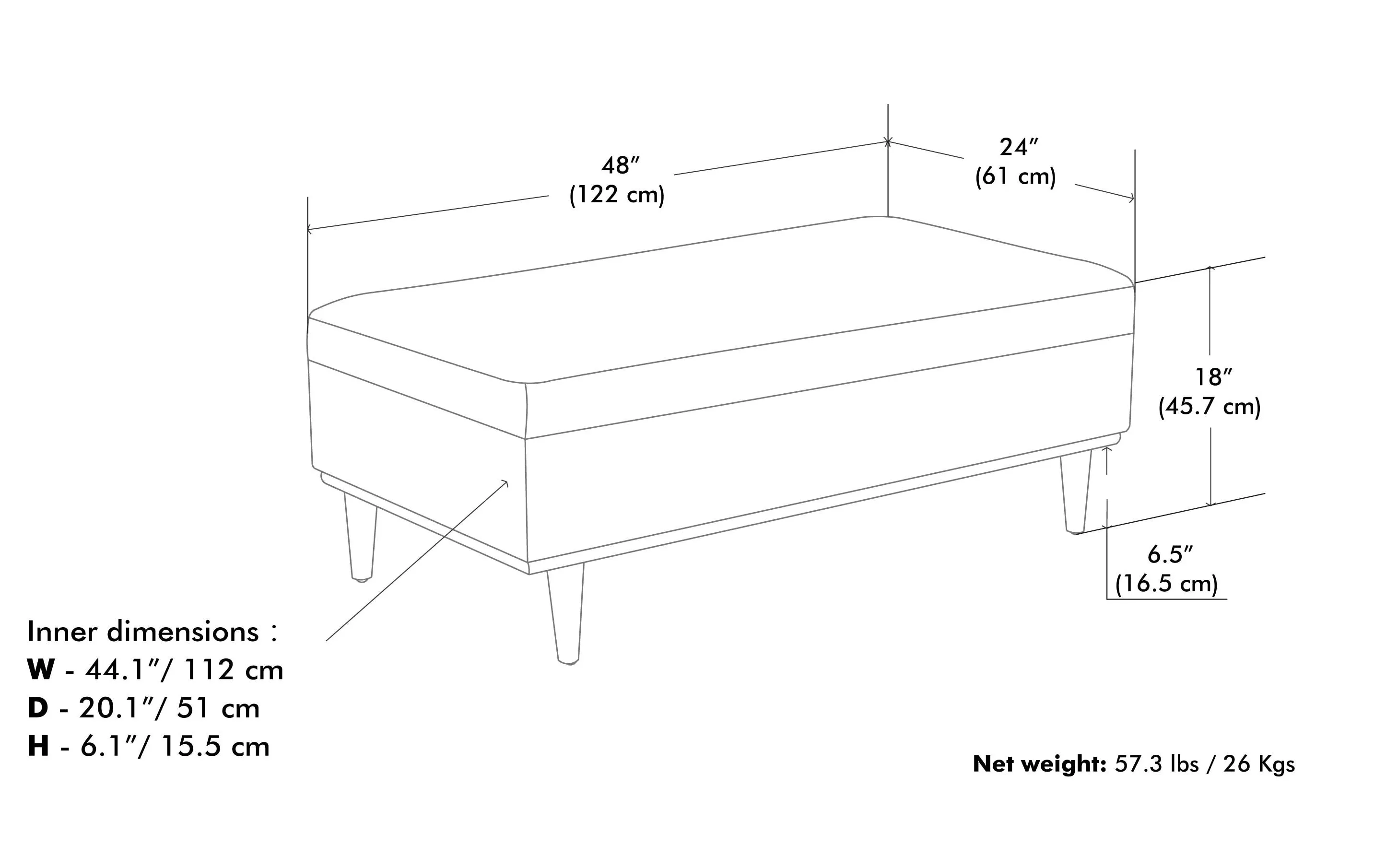 Shiloh Rectangular Storage Ottoman