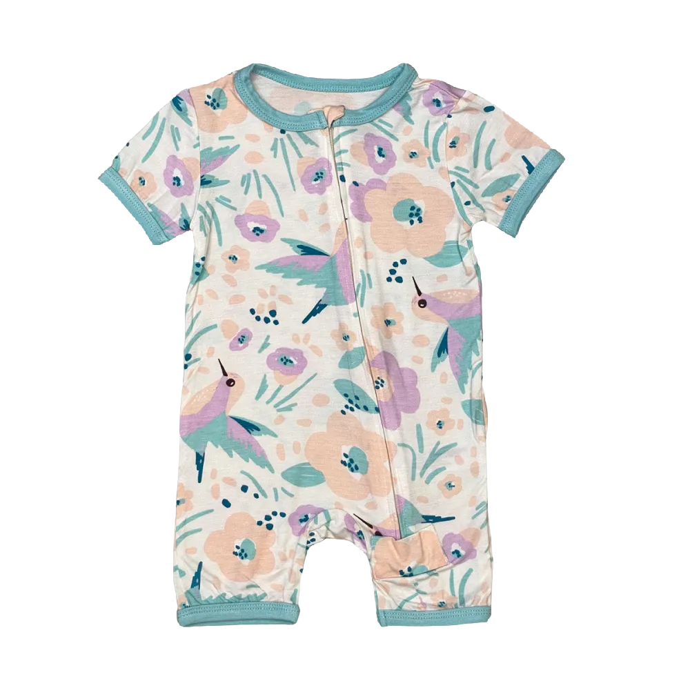 Silkberry Bamboo Romper Hummingbird Garden