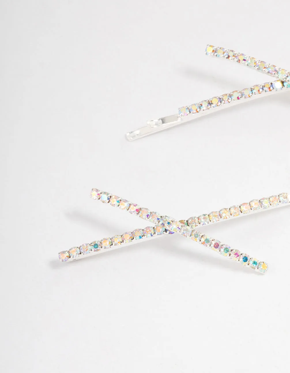 Silver Cross Slide Hair Clips Pack