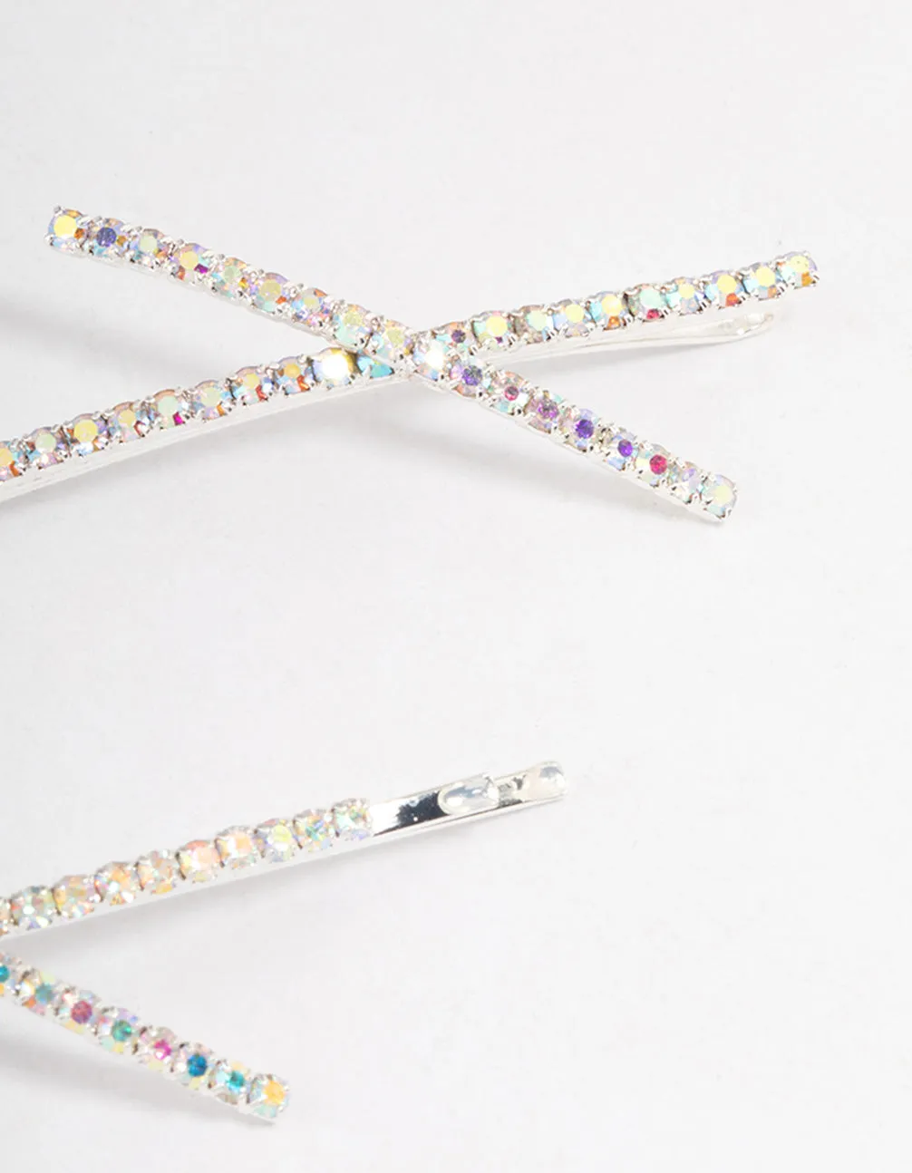Silver Cross Slide Hair Clips Pack