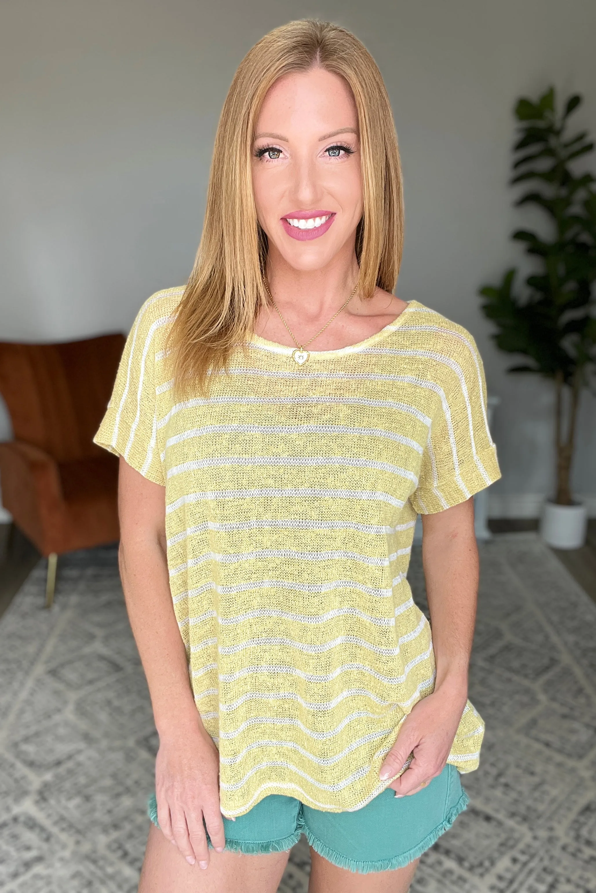 Simply Sweet Striped Top in Yellow