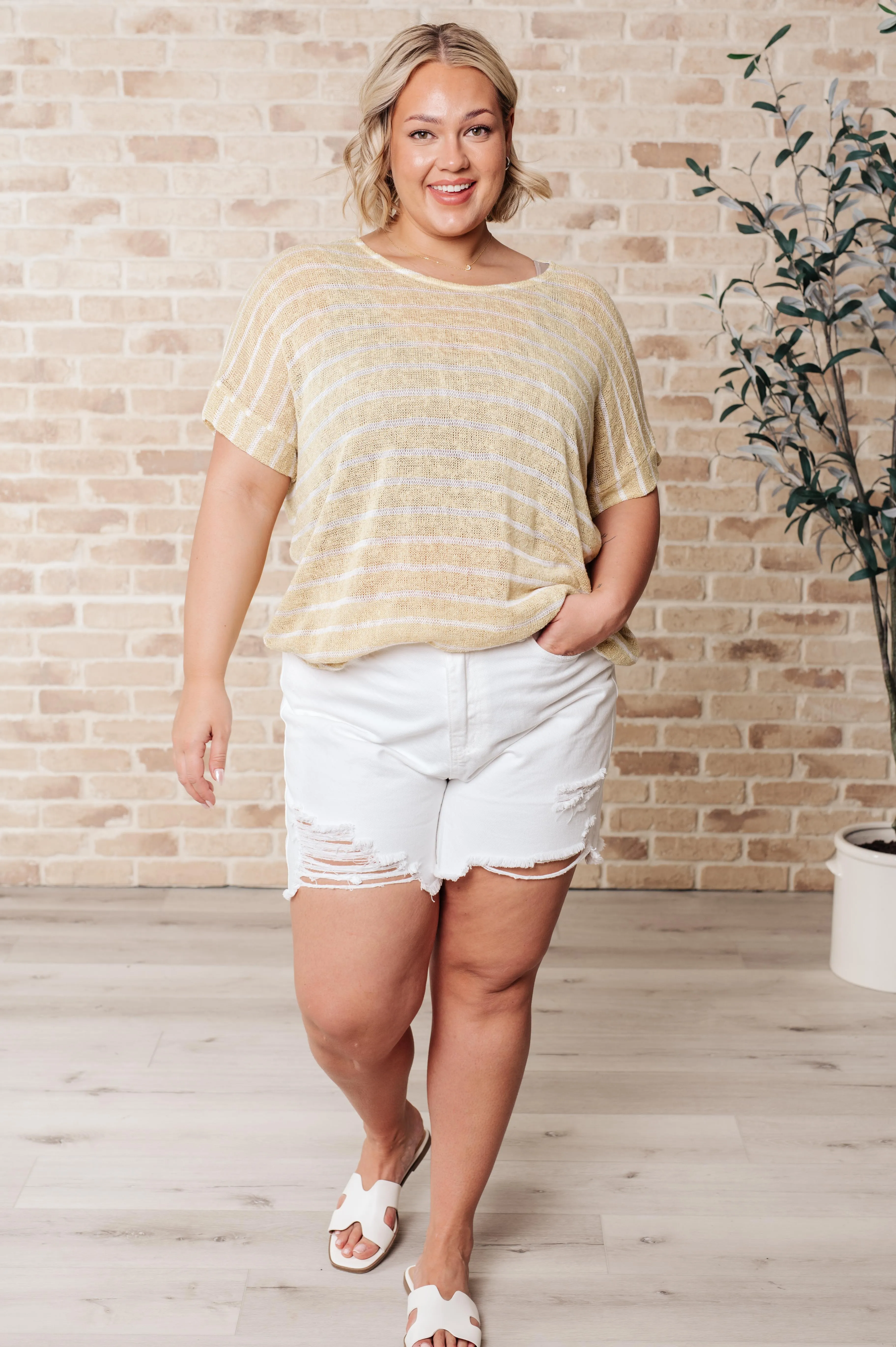 Simply Sweet Striped Top in Yellow