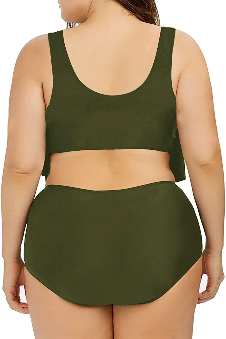 Sovoyontee Women Plus Size Ruffles High Waisted Swimsuit Bikini Sets Bathing Suit