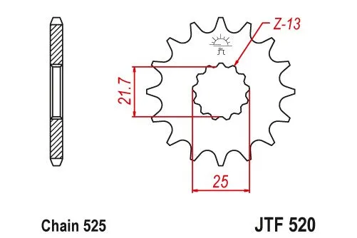 Sprockets Front (520 - 16) Rubber - JT