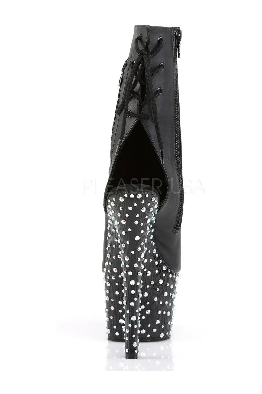 STARDANCE-1018-7 Platform Boot  | Black Faux Leather
