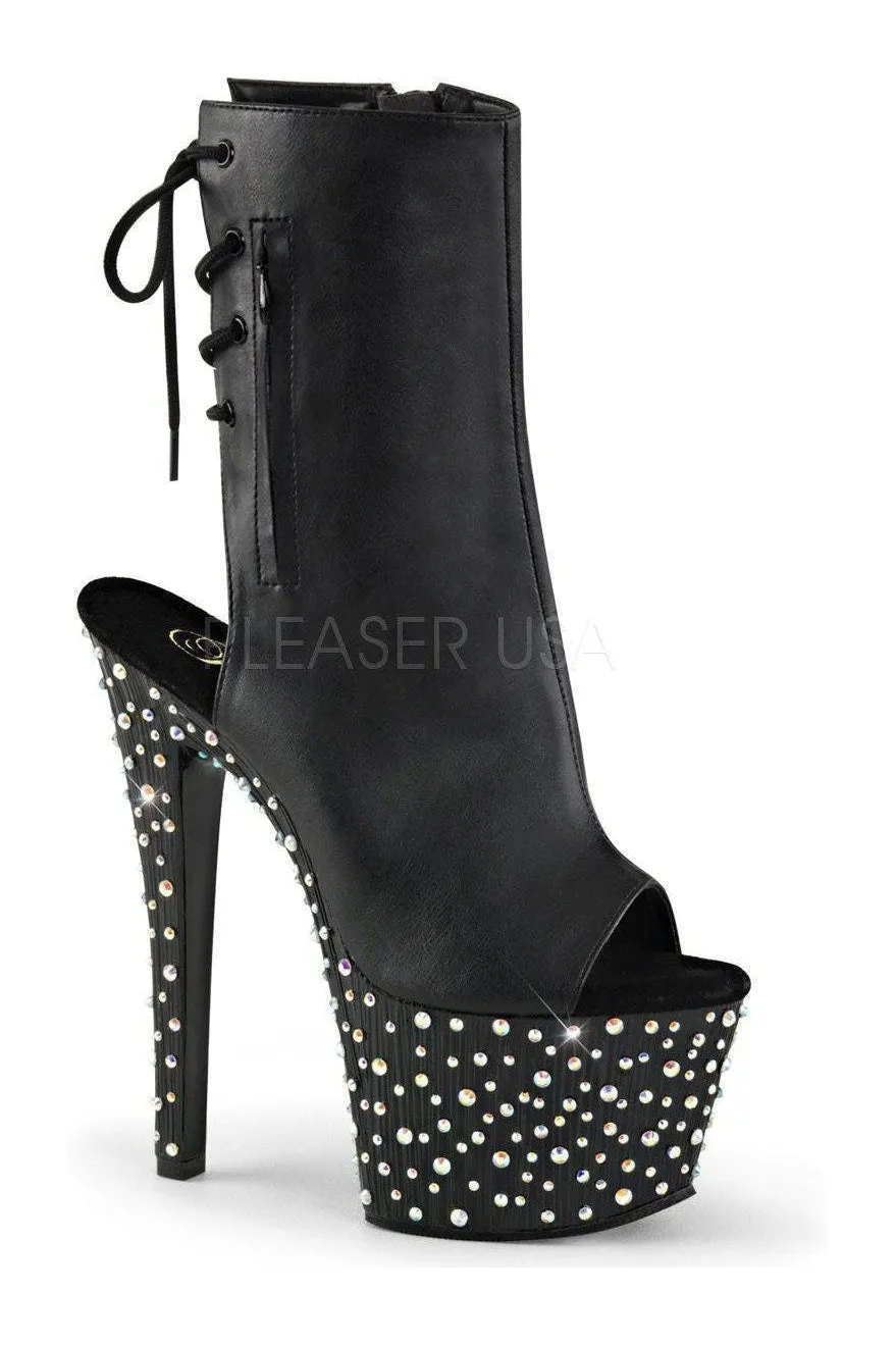 STARDANCE-1018-7 Platform Boot  | Black Faux Leather