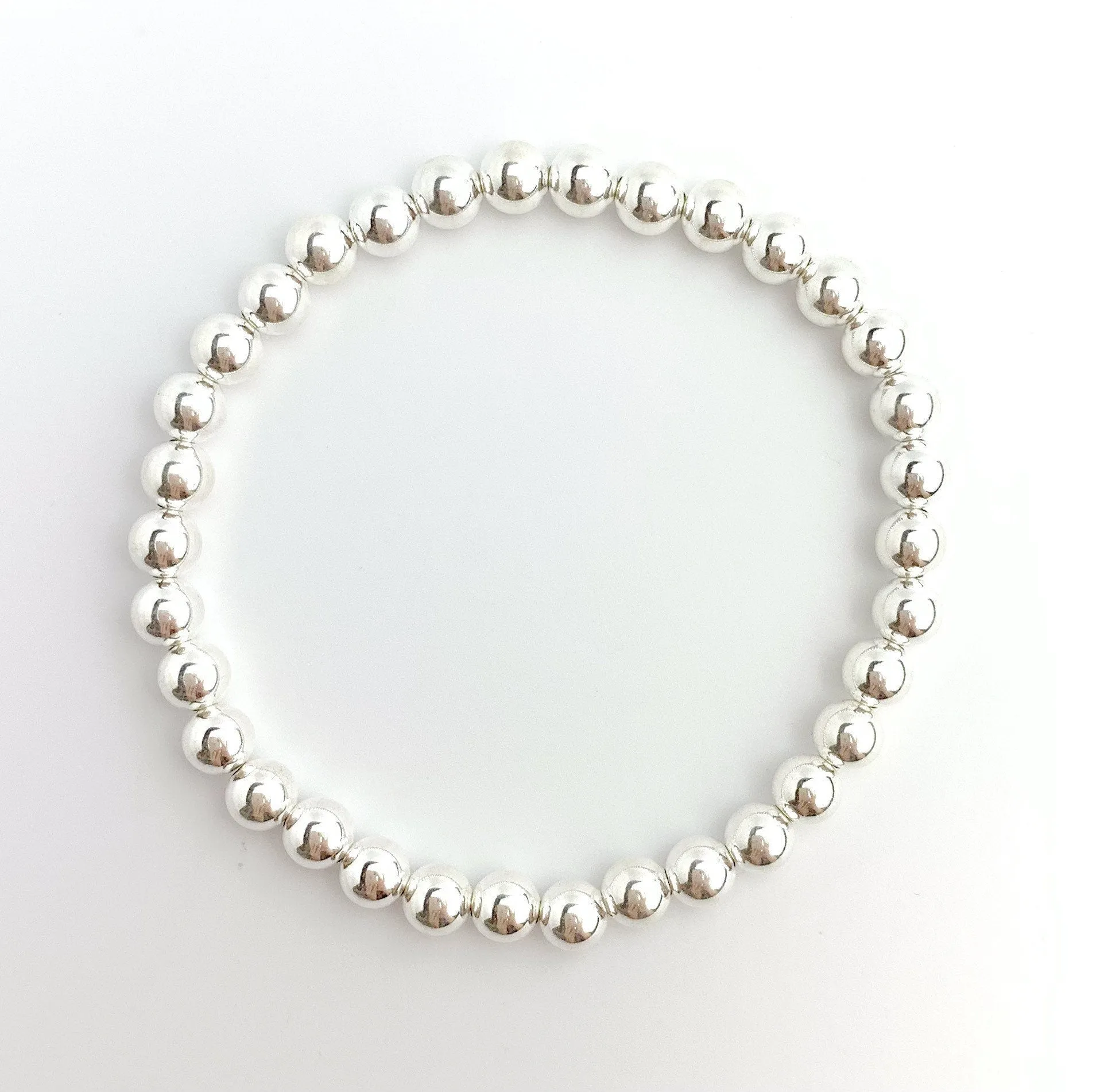 Sterling Silver Beaded Stretchy Bracelet
