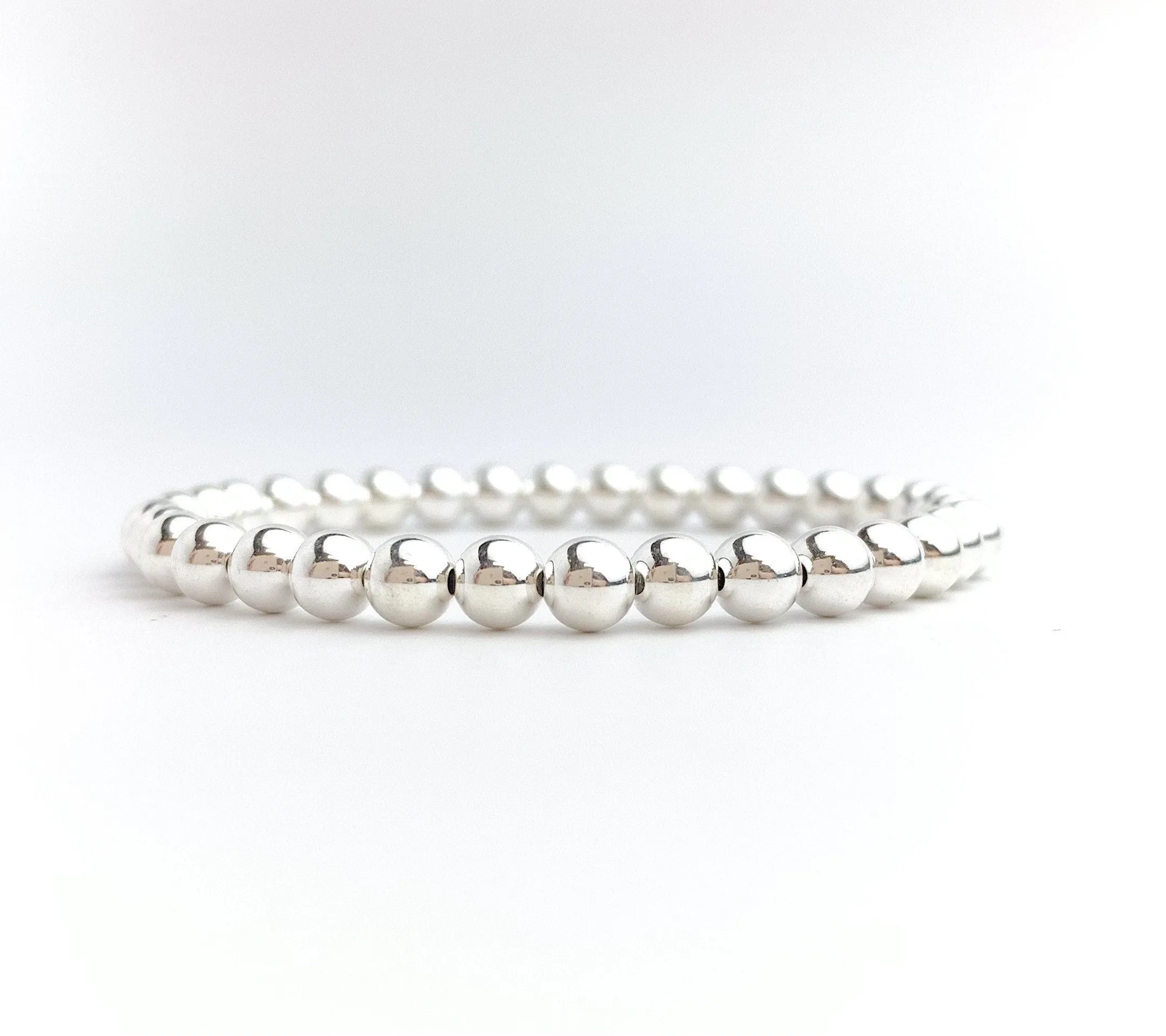Sterling Silver Beaded Stretchy Bracelet
