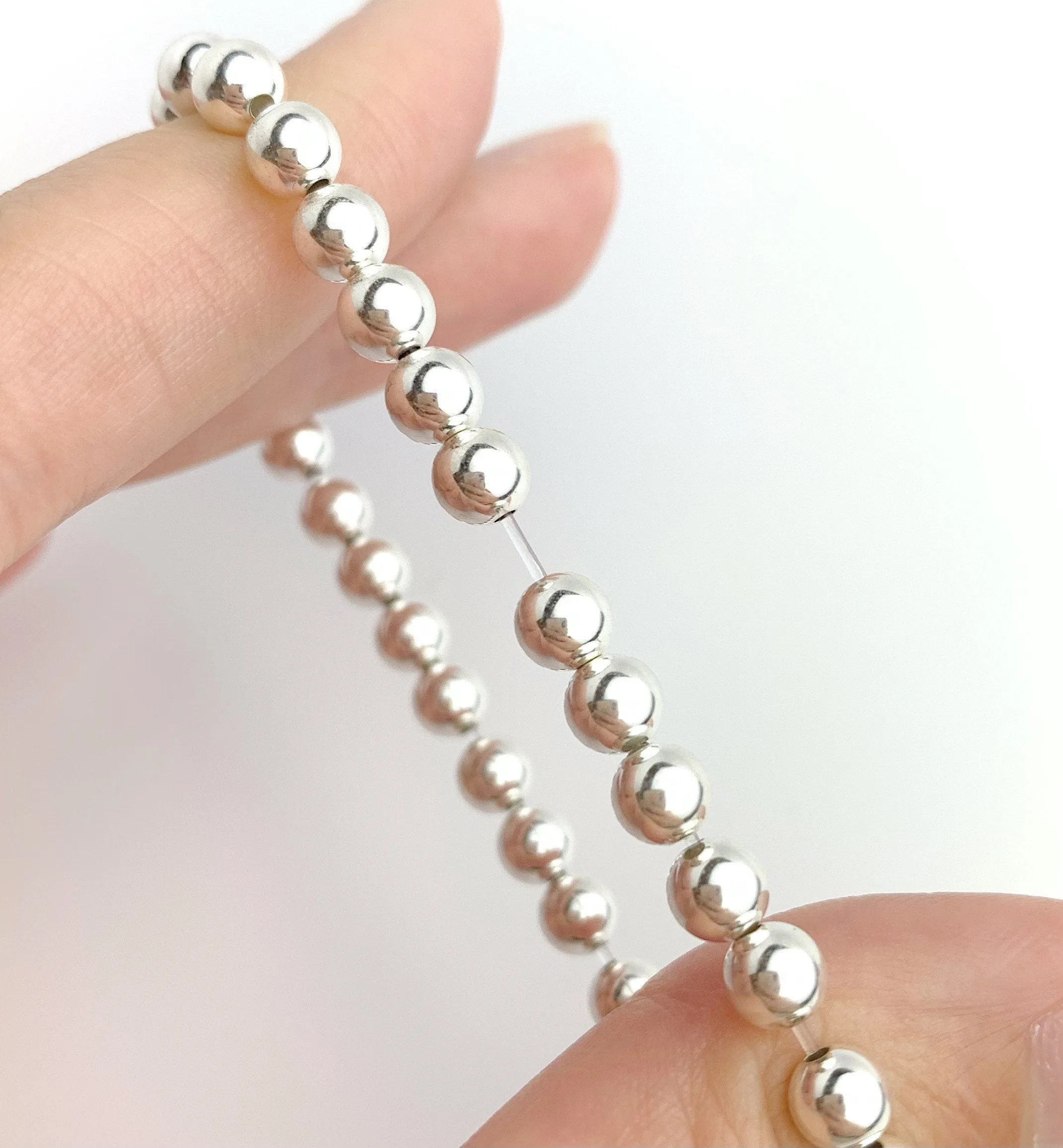 Sterling Silver Beaded Stretchy Bracelet