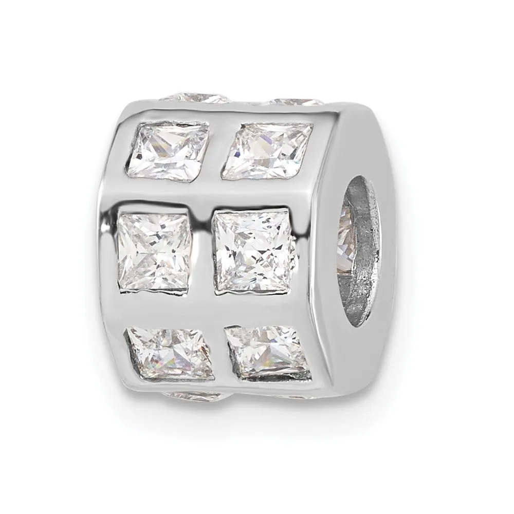 Sterling Silver CZ Polished Bead