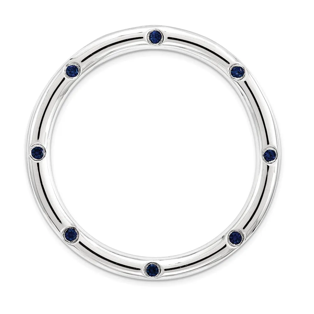 Sterling Silver Stackable Expressions Large Created Sapphire Chain Slide