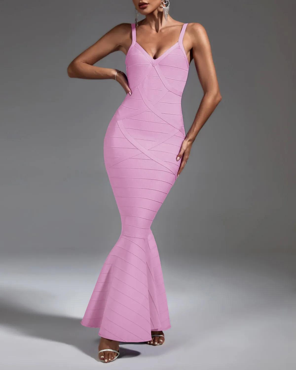 Strappy Fishtail Backless Maxi Bandage Dress