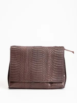 strappy foldover - dark brown whipsnake