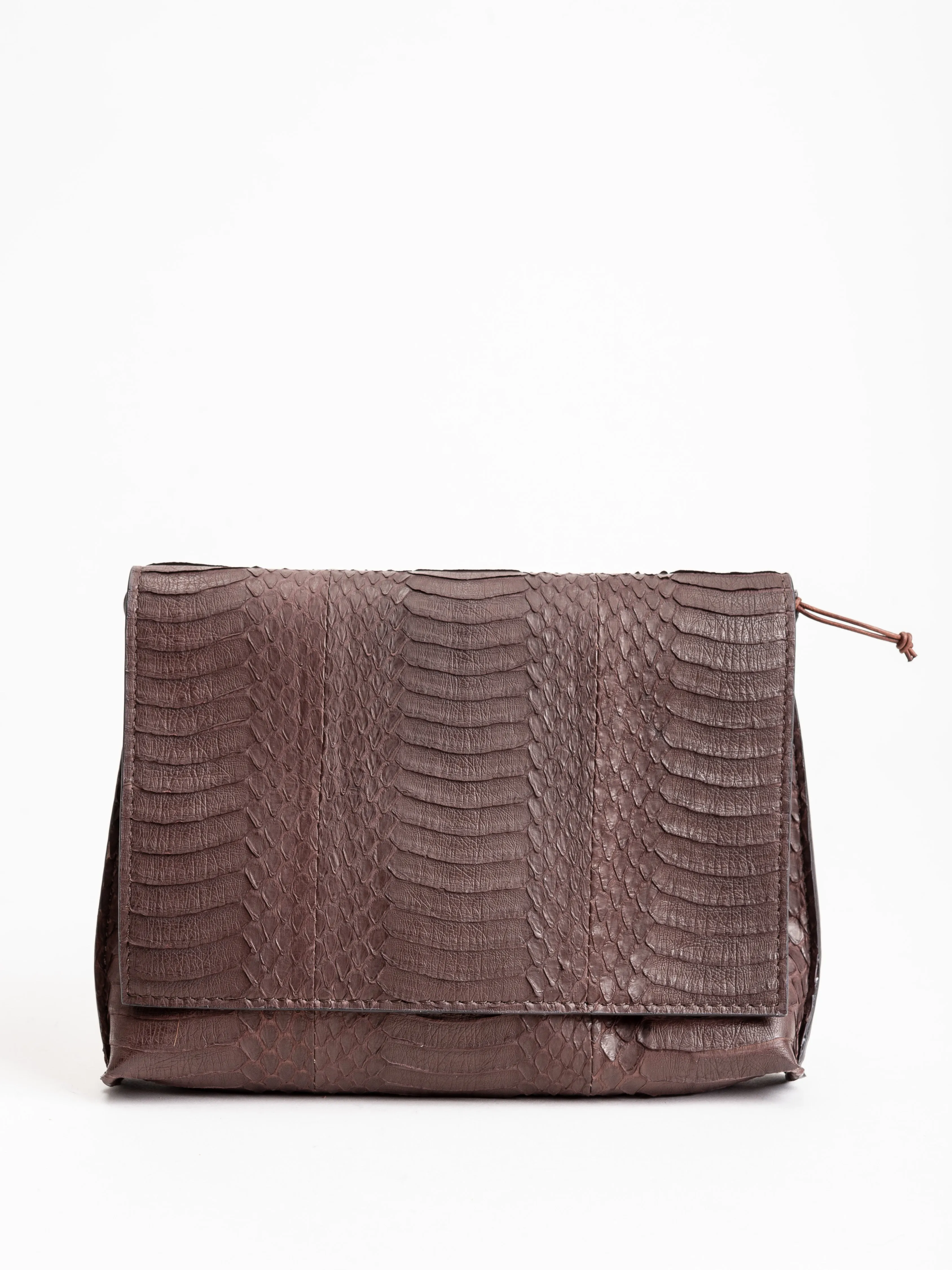 strappy foldover - dark brown whipsnake