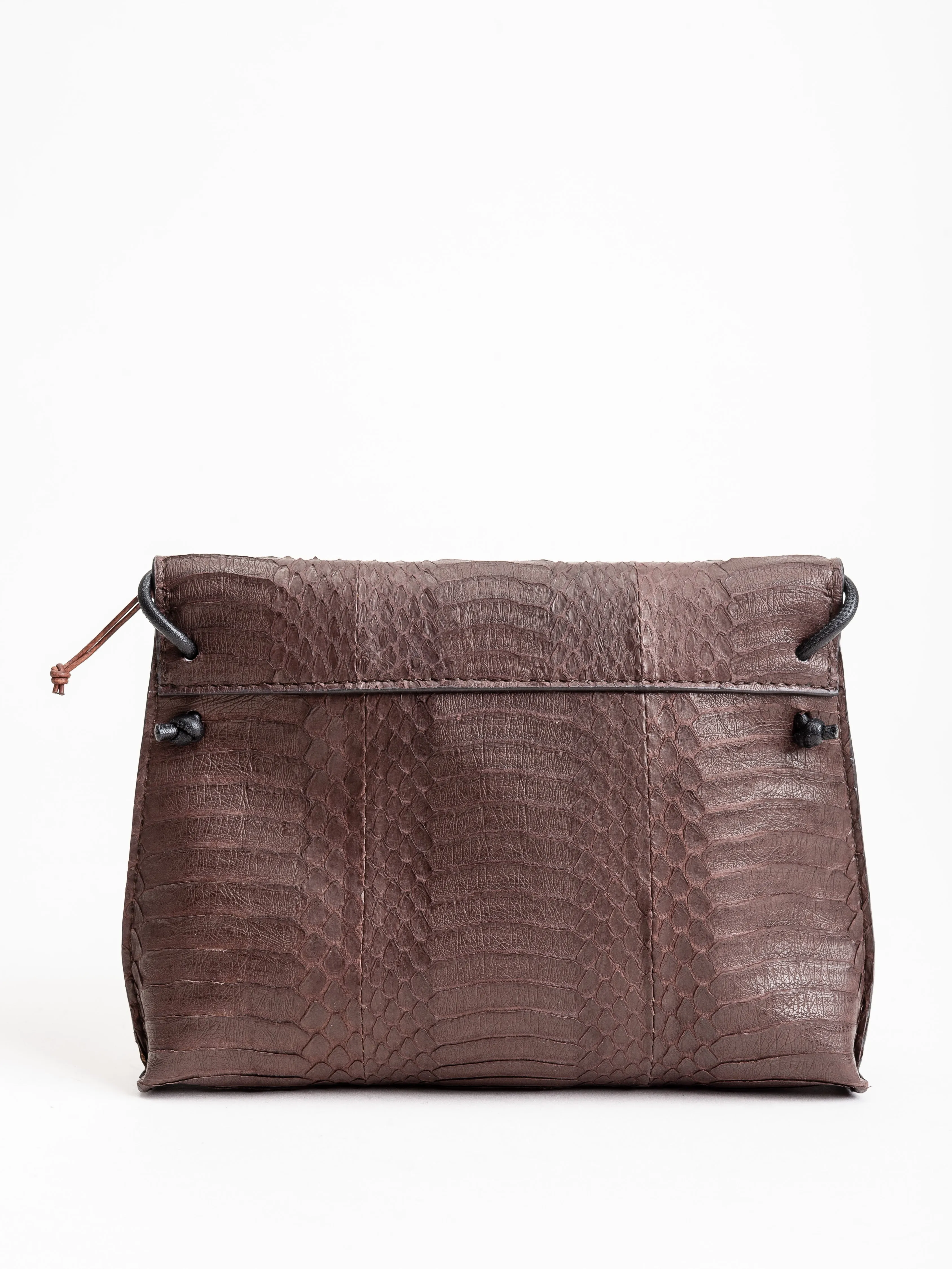 strappy foldover - dark brown whipsnake