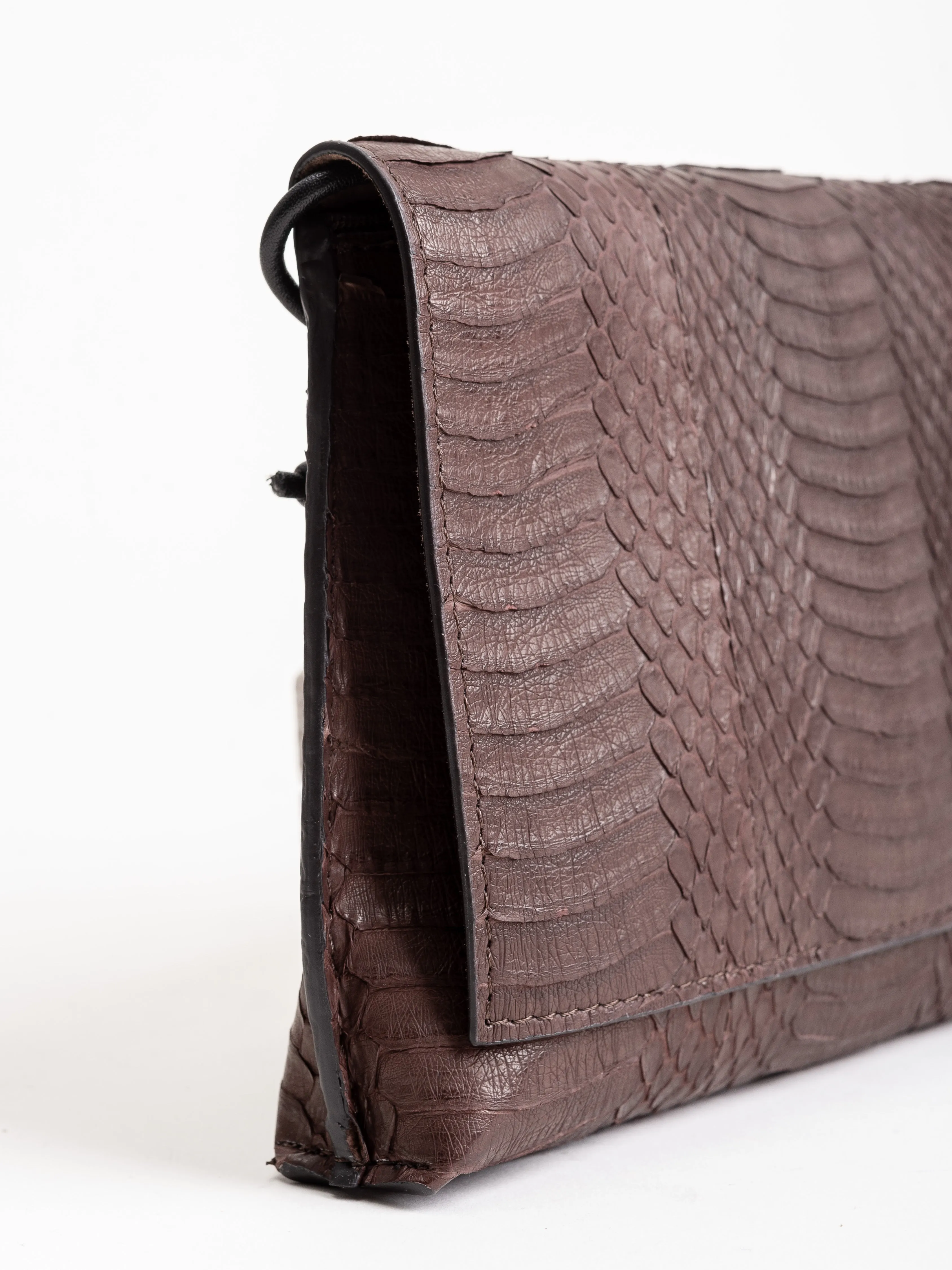 strappy foldover - dark brown whipsnake