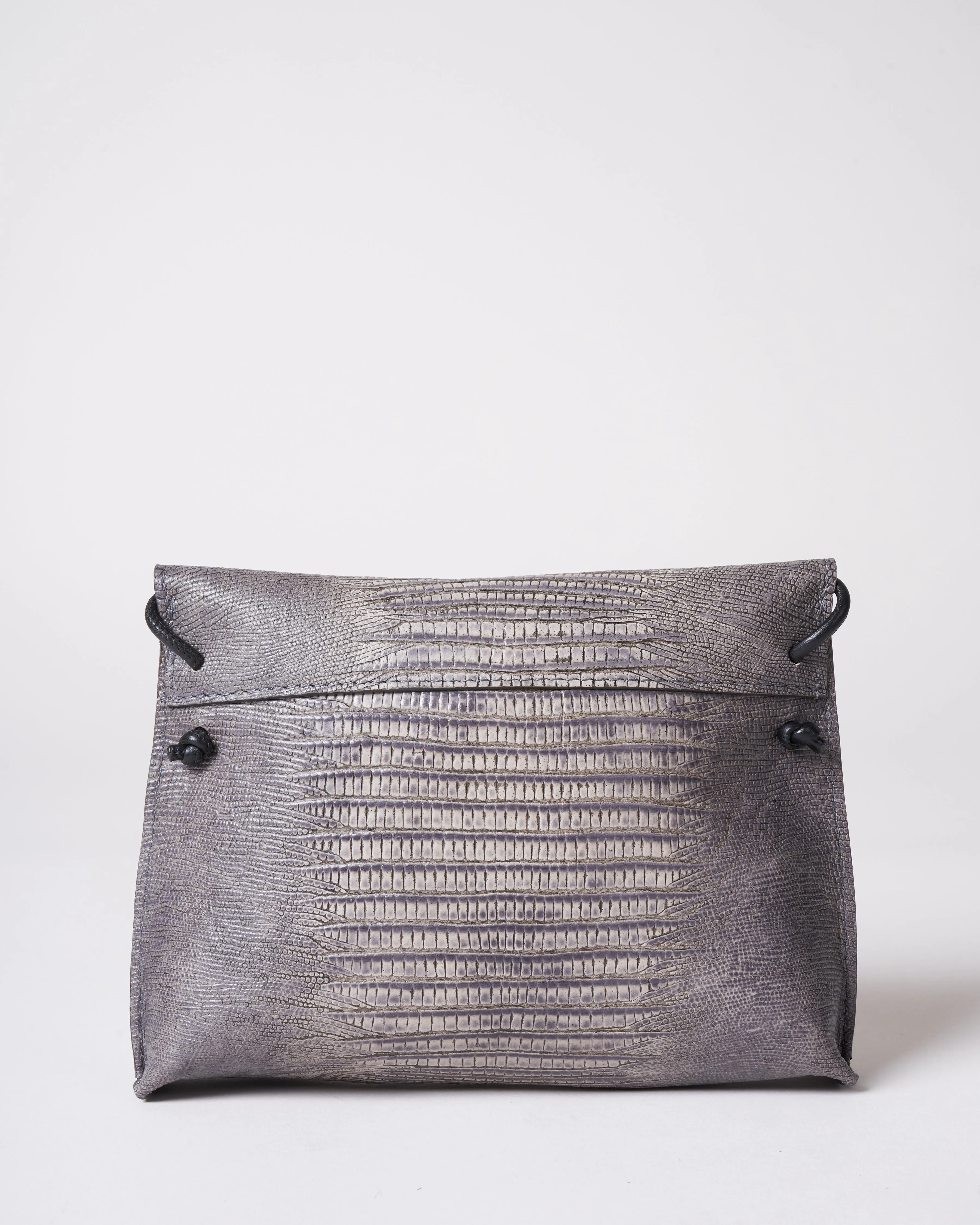 strappy foldover - gray lizard