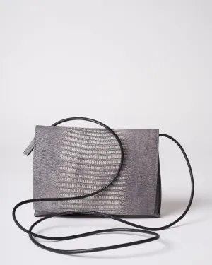 strappy foldover - gray lizard