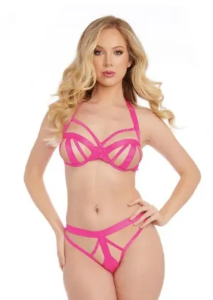Strappy Halter Bra and G-String Pink