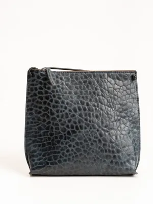 strappy pouch - blue sheepskin
