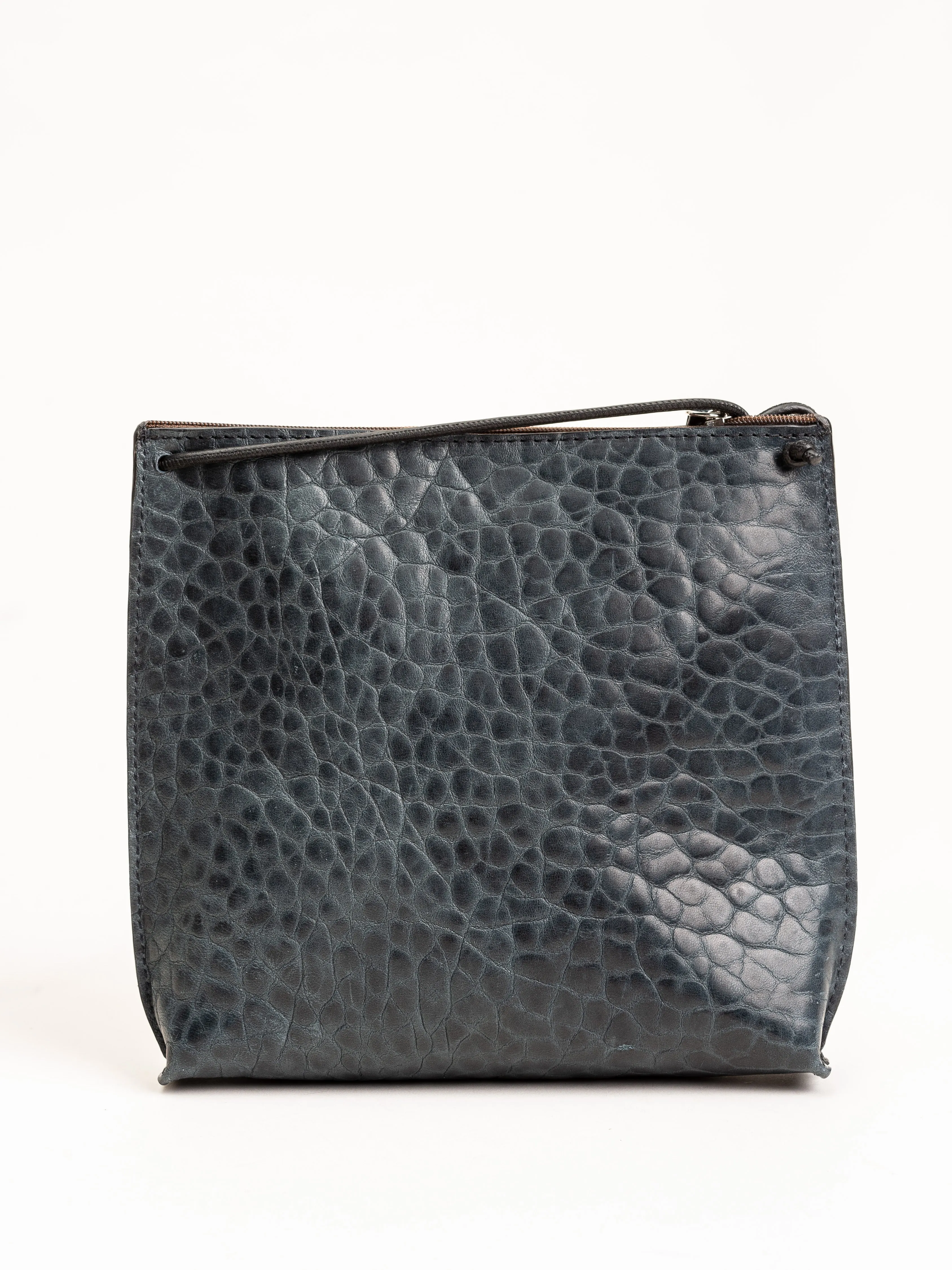 strappy pouch - blue sheepskin