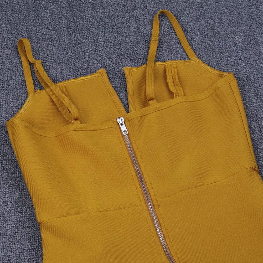 Strappy Sleeveless Frill Over Knee Bandage Dress