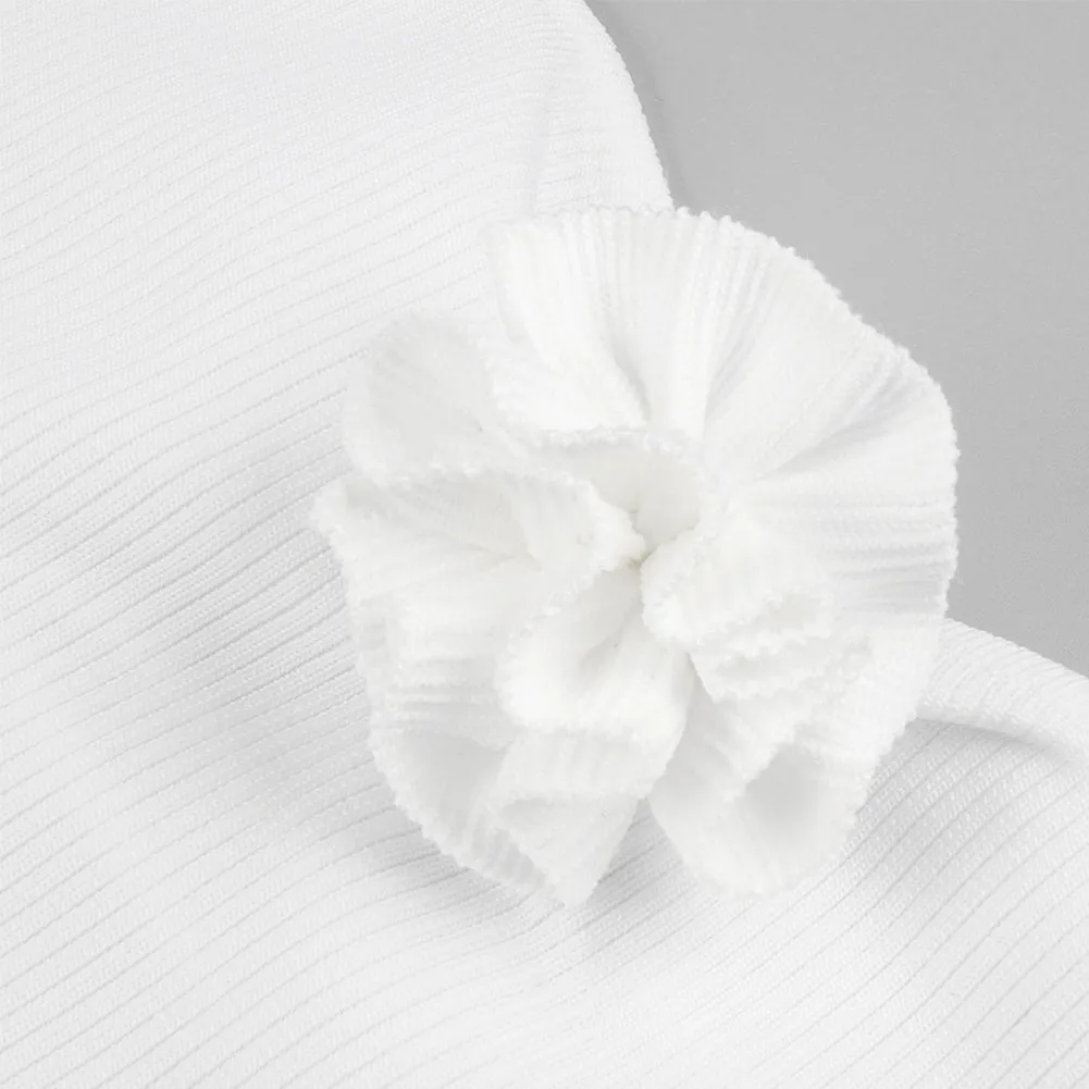 Strappy Sleeveless Ornamental Flower Midi Bandage Dress BD2438