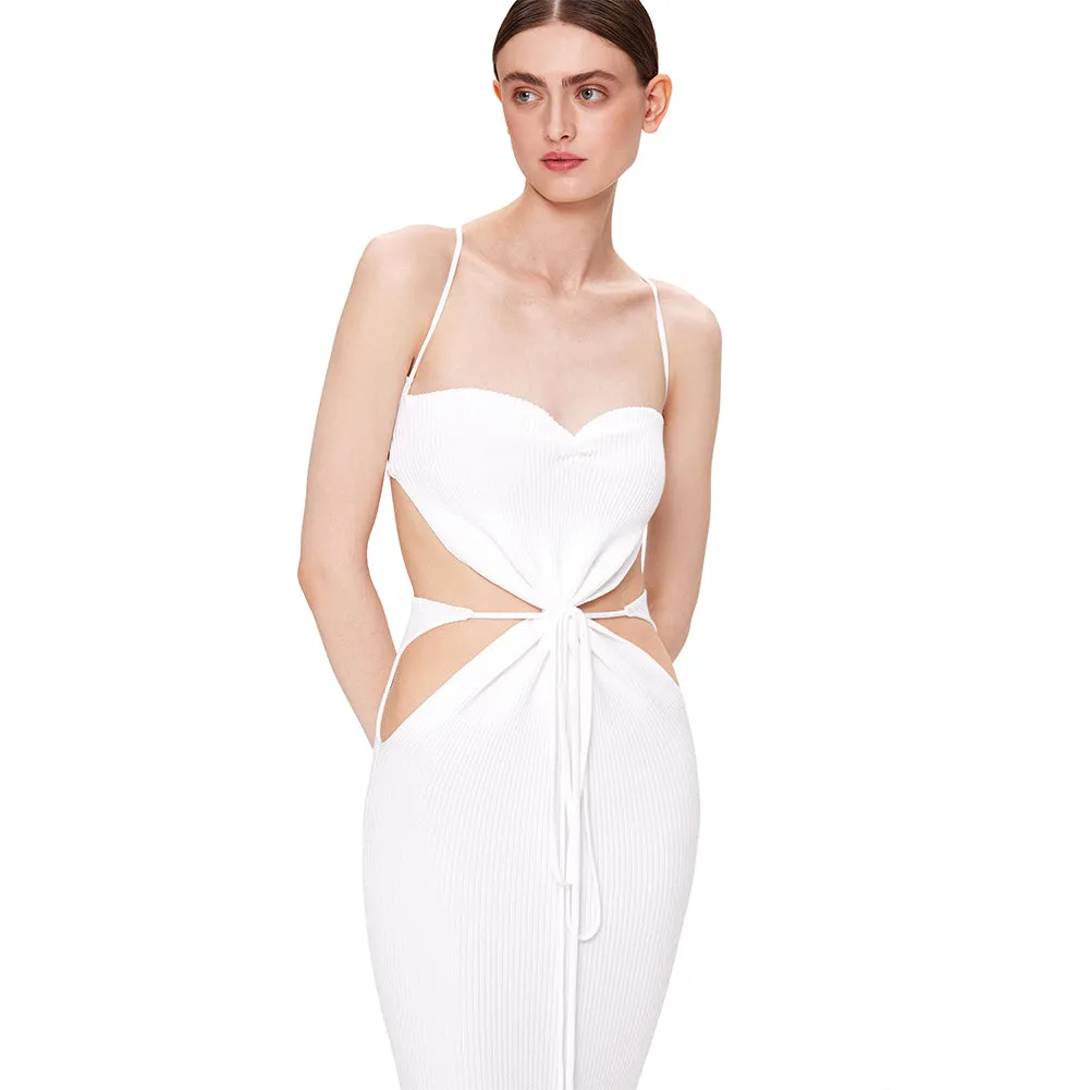 Strappy Sleeveless Ornamental Flower Midi Bandage Dress BD2438