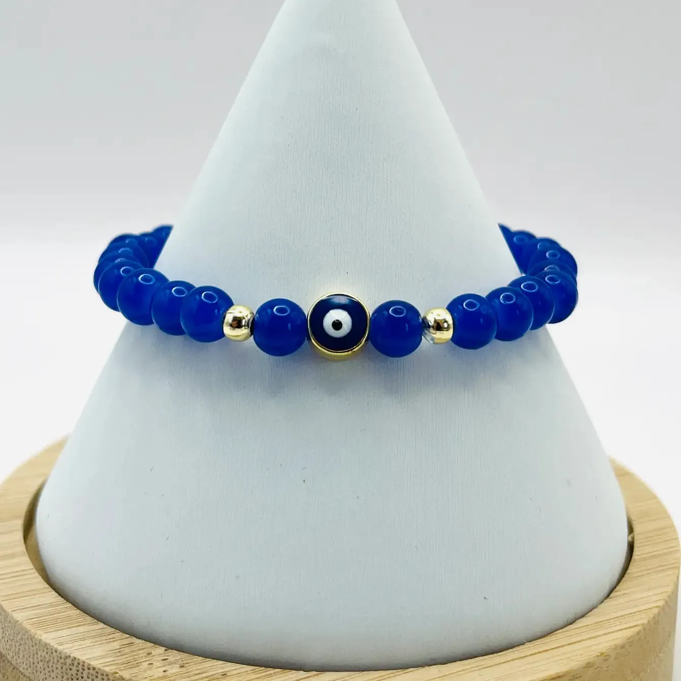 Stretchy Navy Evileye Beaded Bracelet 
