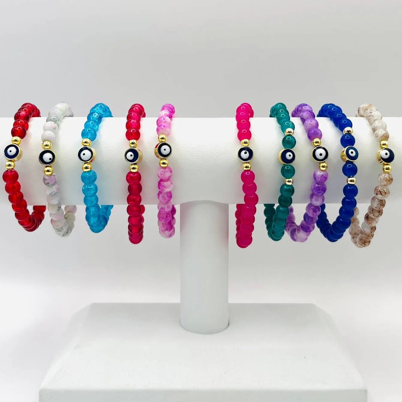 Stretchy Navy Evileye Beaded Bracelet 