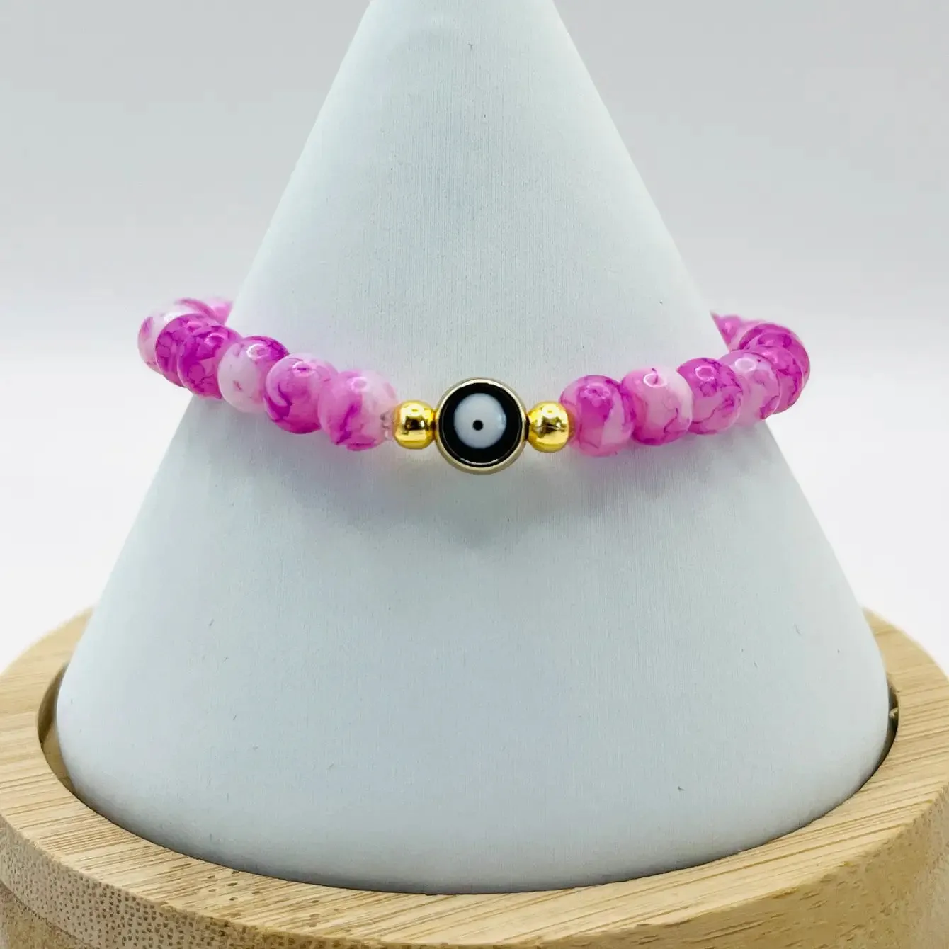 Stretchy Navy Evileye Beaded Bracelet 