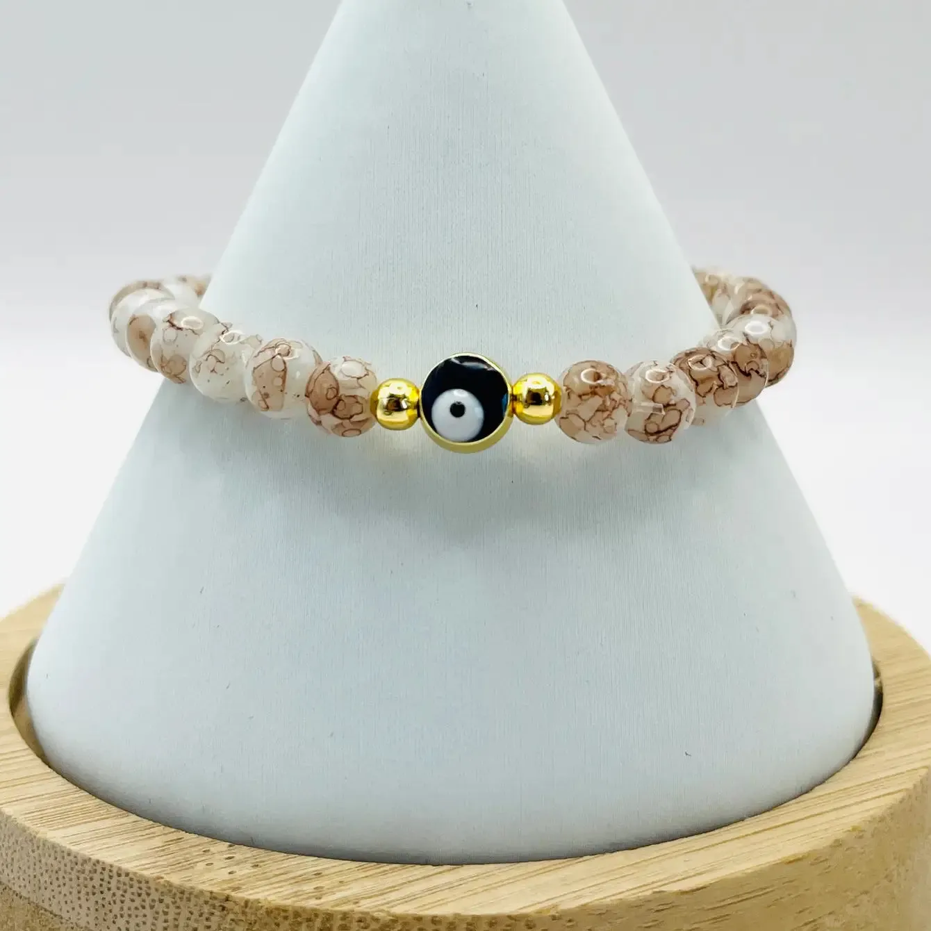 Stretchy Navy Evileye Beaded Bracelet 