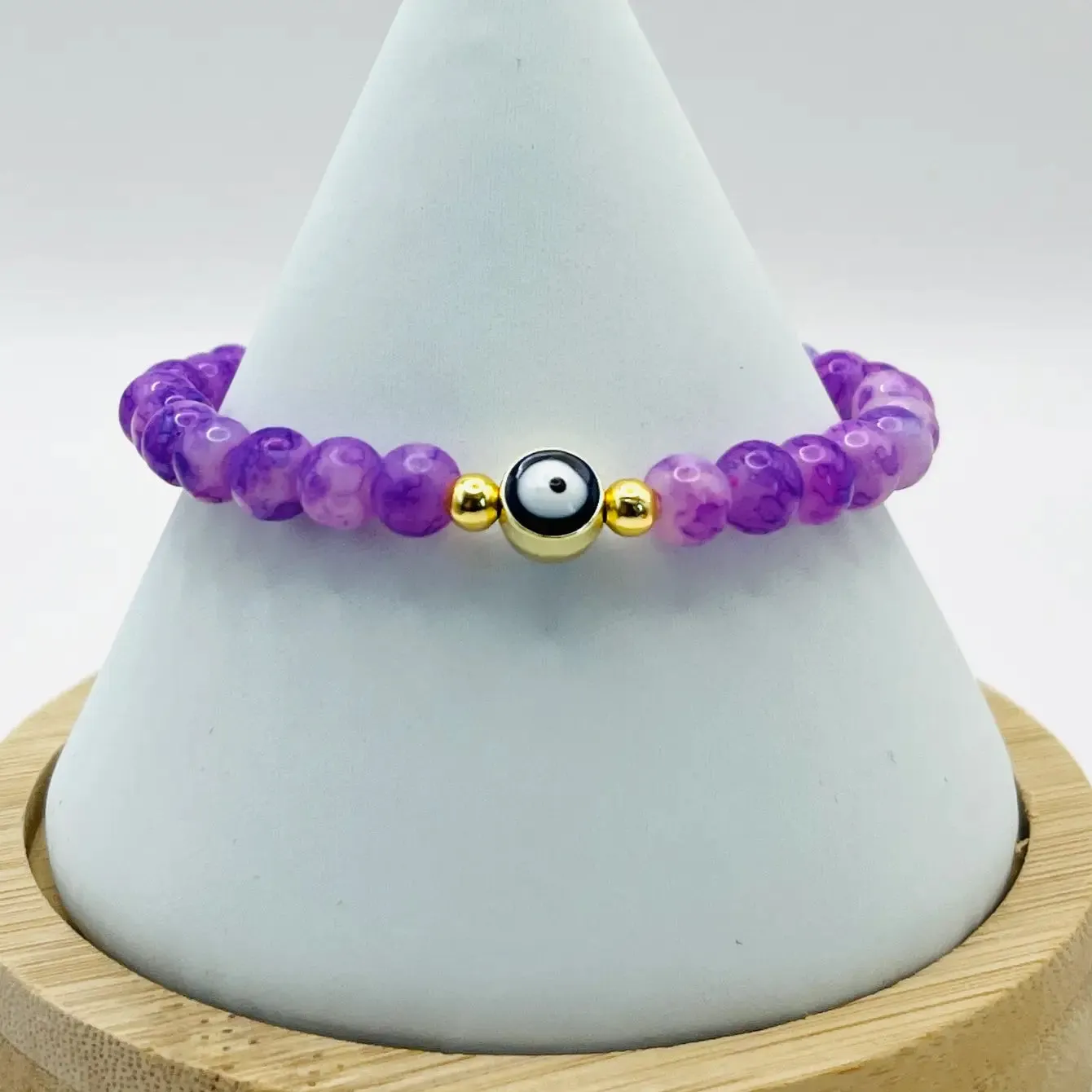Stretchy Navy Evileye Beaded Bracelet 