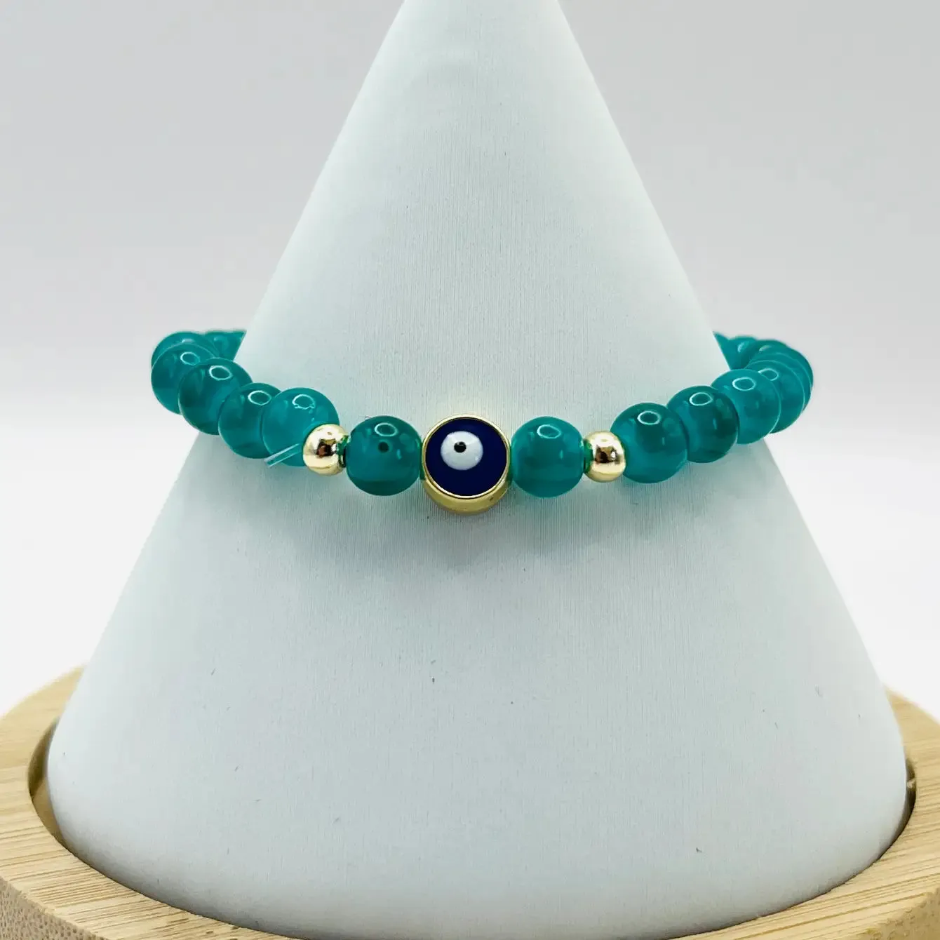 Stretchy Navy Evileye Beaded Bracelet 