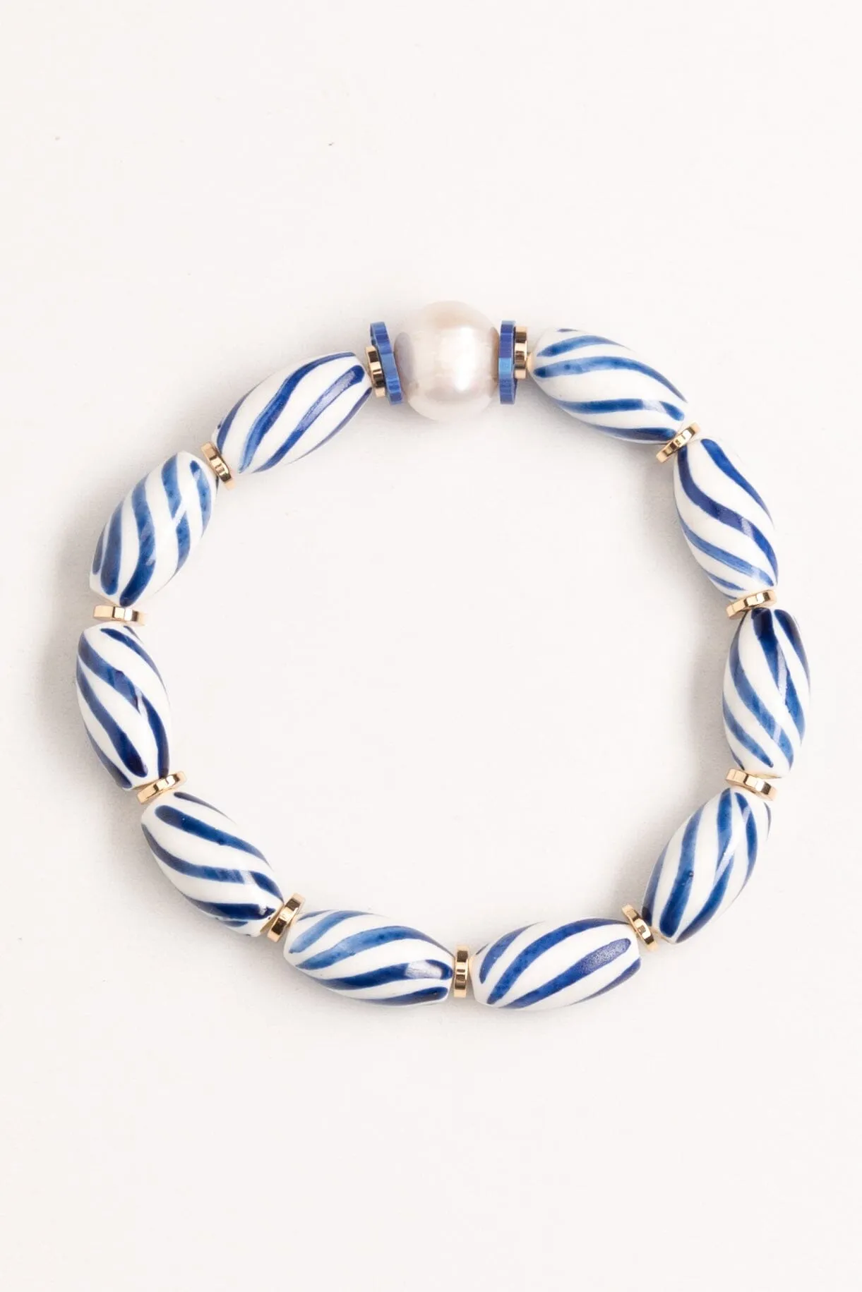 Striped Bead Stretchy Bracelet