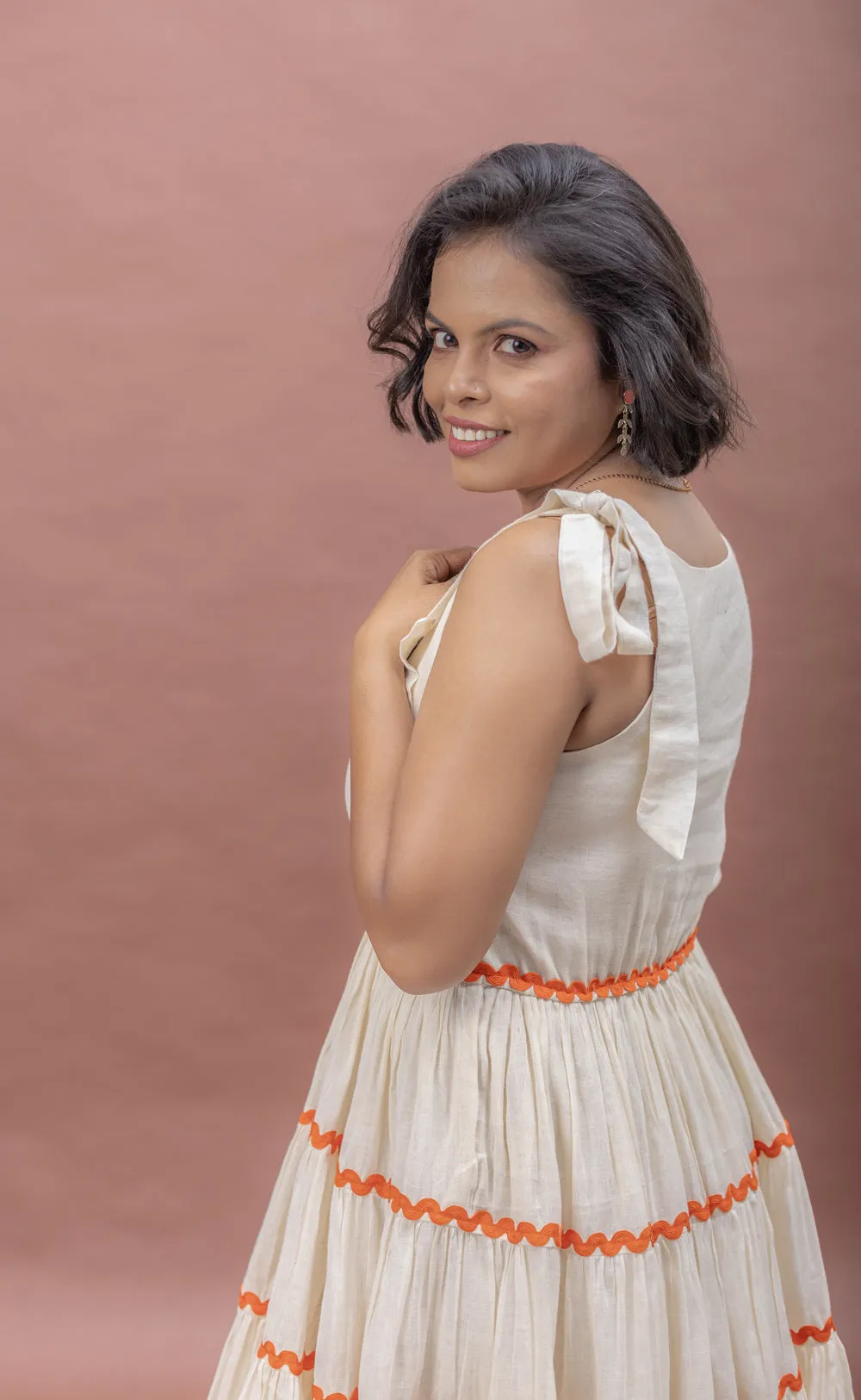 Sun-Kissed Tie-Up Cotton Fit & Flare Dress