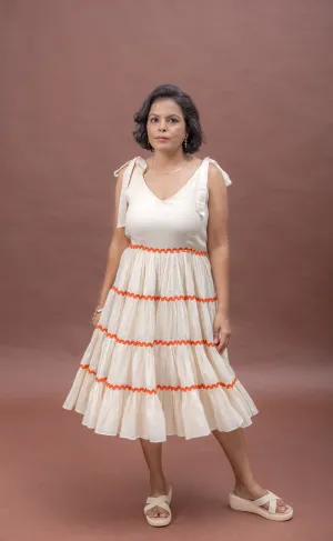 Sun-Kissed Tie-Up Cotton Fit & Flare Dress